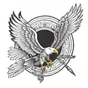 Incorporate a dartboard design into a double head eagle tattoo tattoo design idea