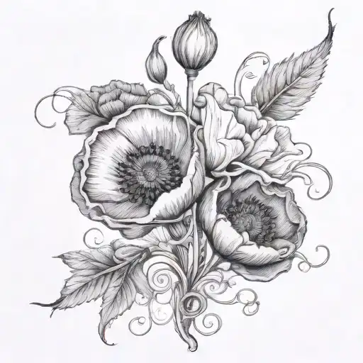 Poppies Entwined with Heart Valves: for endocardites  poopys iv drug use and ma hart being tour out my skin have somthin tattoo design idea