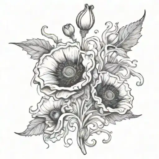 Poppies Entwined with Heart Valves: for endocardites  poopys iv drug use and ma hart being tour out my skin have somthin tattoo design idea