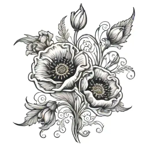 Poppies Entwined with Heart Valves: for endocardites  poopys iv drug use and ma hart being tour out my skin have somthin tattoo design idea
