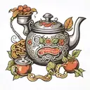 kettle with food tattoo design idea