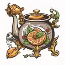 kettle with food tattoo design idea
