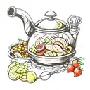 kettle with food tattoo design idea