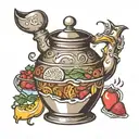 kettle with food tattoo design idea