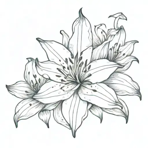 Lily flower blooming tattoo design idea