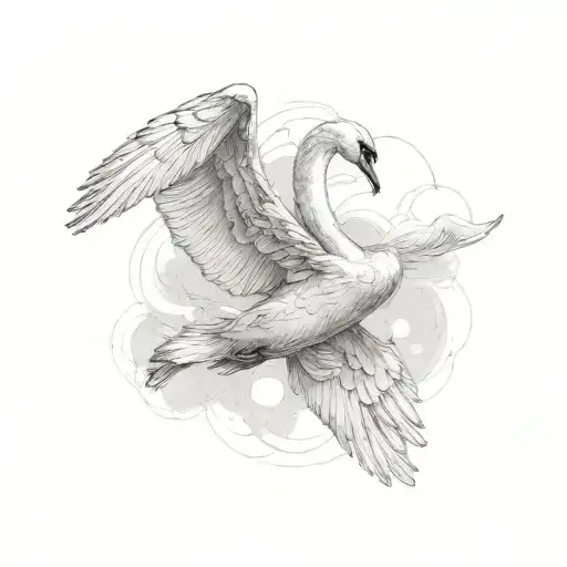 flying swan tattoo design idea