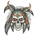 evil Native American skull tattoo design idea