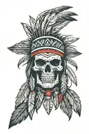 evil Native American skull tattoo design idea