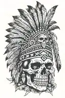 evil Native American skull tattoo design idea