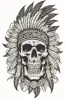 evil Native American skull tattoo design idea