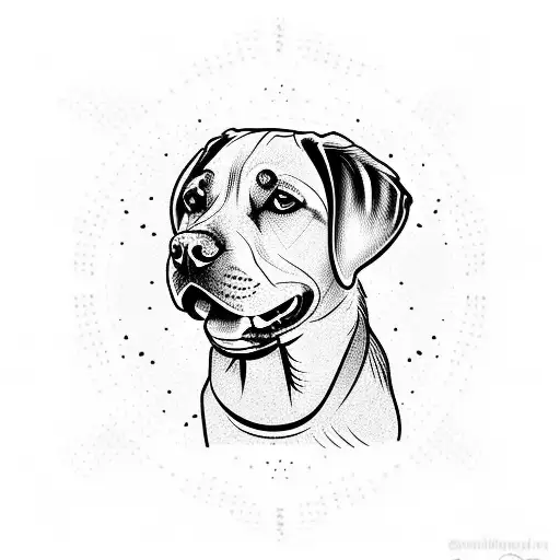 Labrador dog with line "Together we'll walk forever" tattoo design idea