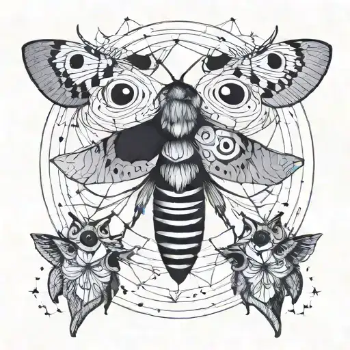 moths  in a moon  tattoo design idea