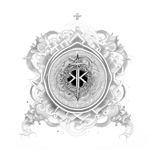 A divine and intricate design incorporating religious symbols and fashion elements tattoo design idea