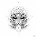 A dotwork design combining elements of fashion and religious symbolism tattoo design idea