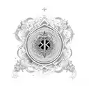 A divine and intricate design incorporating religious symbols and fashion elements tattoo design idea