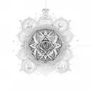 A divine and intricate design incorporating religious symbols and fashion elements tattoo design idea