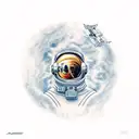 astronaut with sky is the limit tattoo design idea