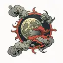moon in red clouds tattoo design idea