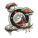 moon in red clouds tattoo design idea