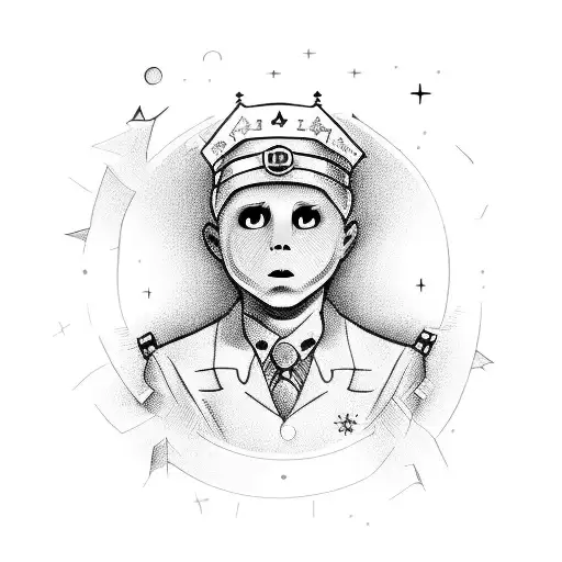 defenseless, kind 13-year boy, who is helped, inspired by the strength and confidence of a large shadow of a man tattoo design idea