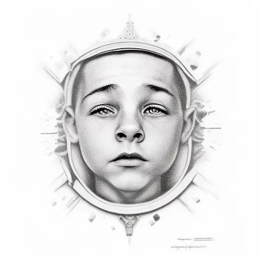 defenseless, kind 13-year boy, who is helped, inspired by the strength and confidence of a large shadow of a man tattoo design idea