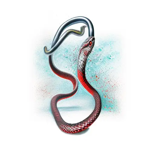 red snake wrapped around ankle  tattoo design idea