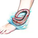 red snake wrapped around ankle  tattoo design idea