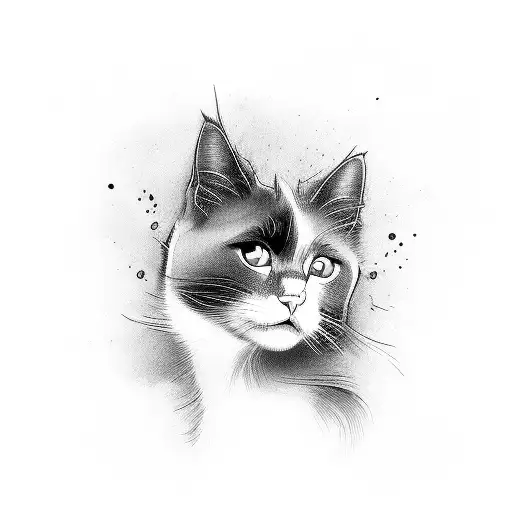 sadness, cat crying  tattoo design idea