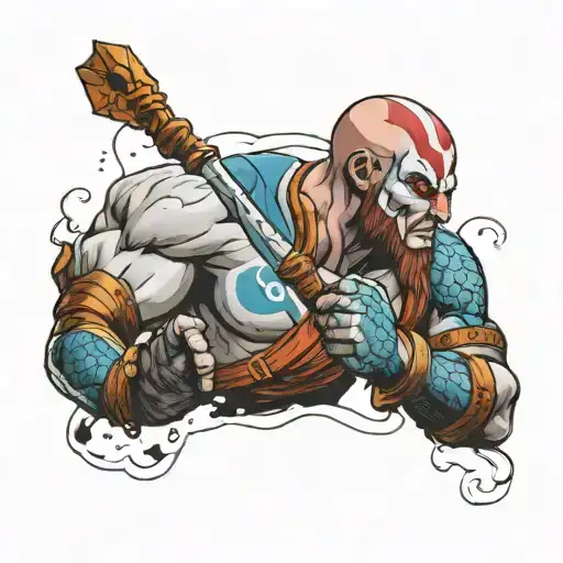 teal'c as kratos god of war tattoo design idea