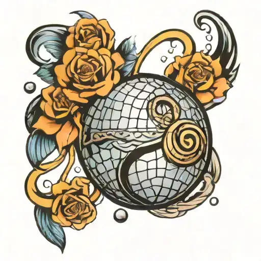mirrorball with infinity symbol tattoo design idea