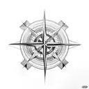 cross with compass tattoo design idea