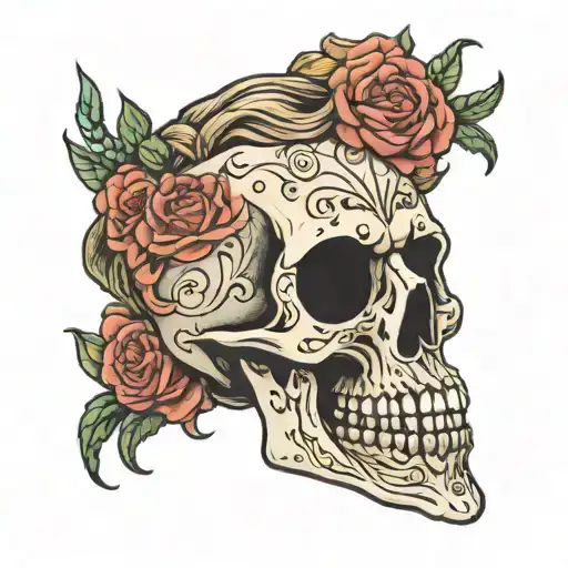 a skeleton finger banging Sydney Sweeney tattoo design idea