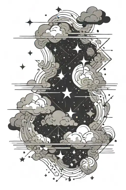 stars through the storm clouds  tattoo design idea