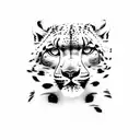 Winter hiking trail leading to a majestic snow leopard tattoo design idea