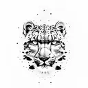 Winter hiking trail leading to a majestic snow leopard tattoo design idea