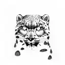 Winter hiking trail leading to a majestic snow leopard tattoo design idea