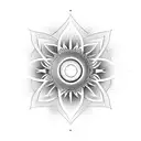 eyes in the lotus on men center chest vertical and long tattoo design idea