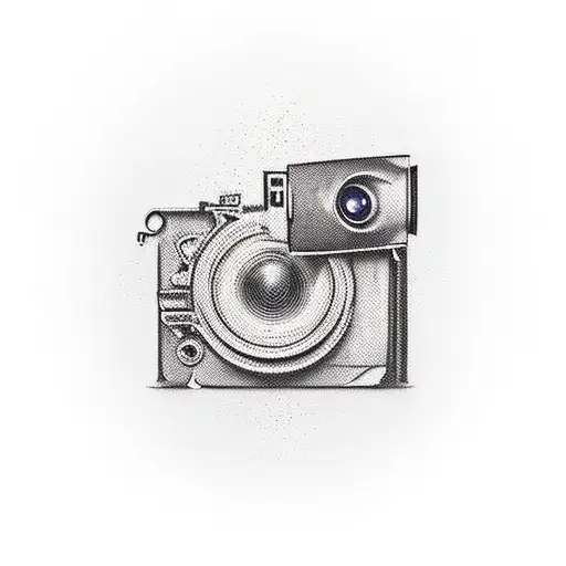 An elegant wine glass with a silhouette of a camera and film reel inside tattoo design idea