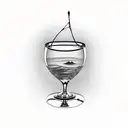 An elegant wine glass with a silhouette of a camera and film reel inside tattoo design idea
