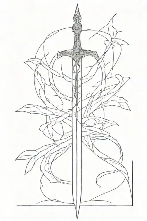 excalibur sword with a diamond on the handle  tattoo design idea
