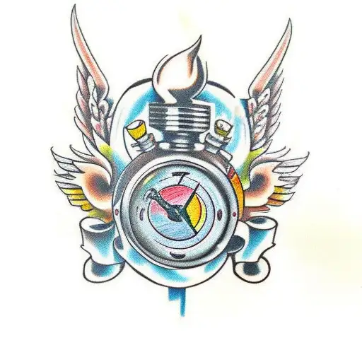 time rockabilly car lucky tattoo design idea