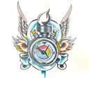 time rockabilly car lucky tattoo design idea