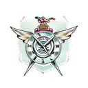 time rockabilly car lucky tattoo design idea