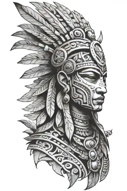 Mayan inspired warrior tattoo design idea