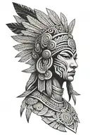 Mayan inspired warrior tattoo design idea