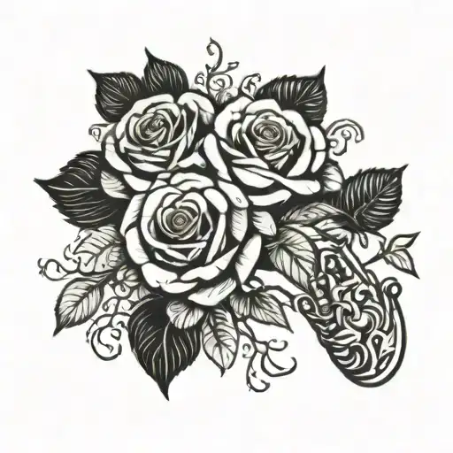 roses prayer hands tattoo design idea