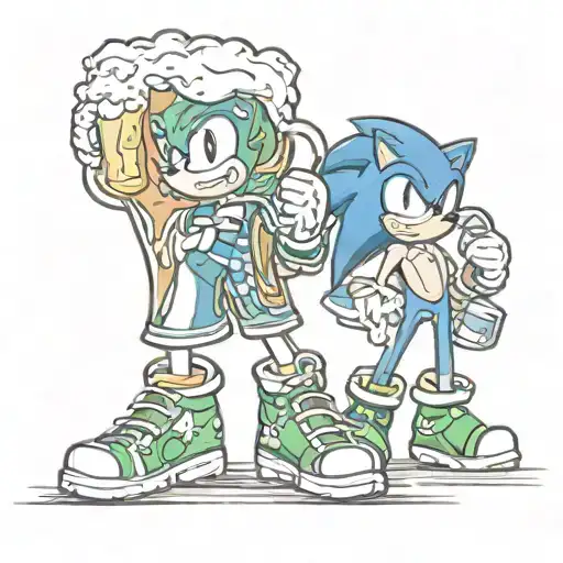 beer and sonic tattoo design idea