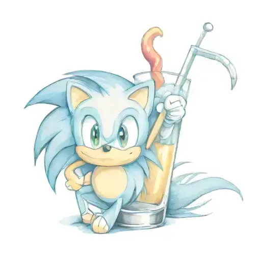 sonic and beer tattoo design idea