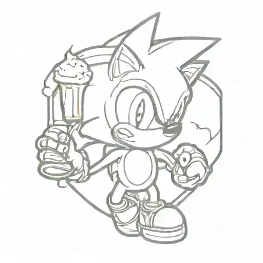 sonic and beer tattoo design idea