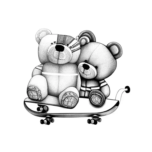 Teddy Bear riding a skateboard tattoo design idea